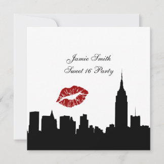 NYC-Skyline-Silhouette, Kuss ESB #1 SW 16 SQ Einladung