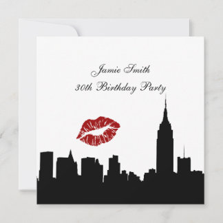 NYC-Skyline-Silhouette, Kuss ESB #1 SW Geburtstag Einladung