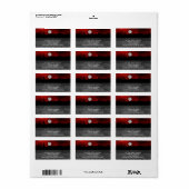 NYC Skyline Silhouette Moon Red H Address Labels Adressaufkleber (Vorne)