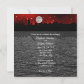NYC Skyline Silhouette Moon Red Wedding SQL Einladung (Rückseite)