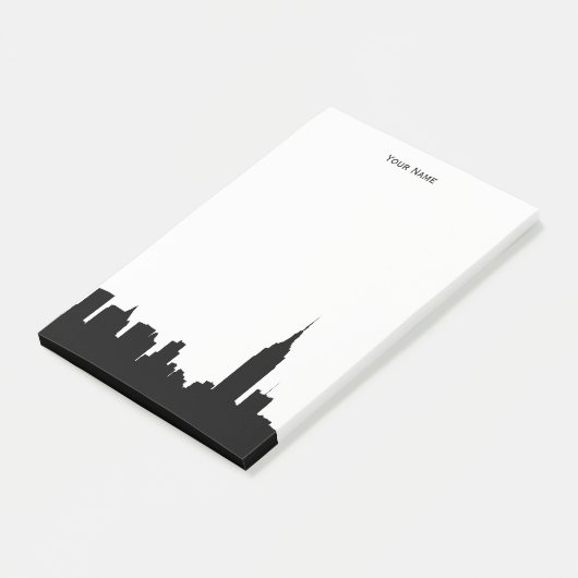 NYC Skyline-Silhouette Post-it Klebezettel (angewinkelt)