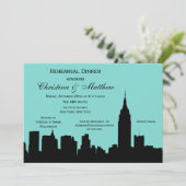 NYC Skyline Silhouette Probe Dinner #E Einladung (Stehend Vorderseite)