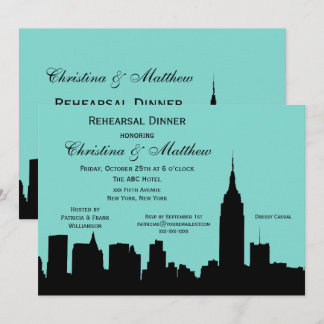 NYC Skyline Silhouette Probe Dinner #F Einladung