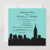 NYC Skyline Silhouette Probe Dinner SQ Einladung (Vorderseite)