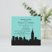 NYC-Skyline-Silhouette-Probedinner SQ Einladung (Stehend Vorderseite)