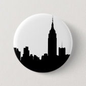 NYC Skyline-Silhouette, Reich-Staat Gbd #1 Button (Vorderseite)