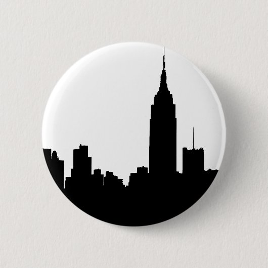 NYC Skyline-Silhouette, Reich-Staat Gbd #1 Button (Vorderseite)