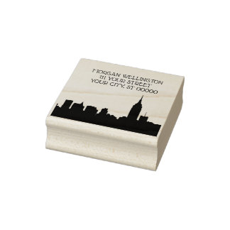NYC Skyline Silhouette Rücksendeadresse Gummistempel