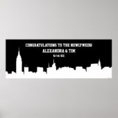 NYC Skyline Silhouette Wedding Party Banner Was? Poster (Vorne)