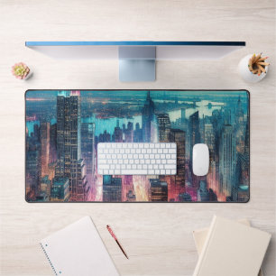 NYC Skyline Watercolor Workspace Desktop Mat Schreibtischunterlage