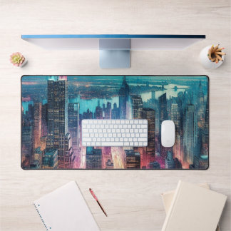 NYC Skyline Watercolor Workspace Desktop Mat Schreibtischunterlage