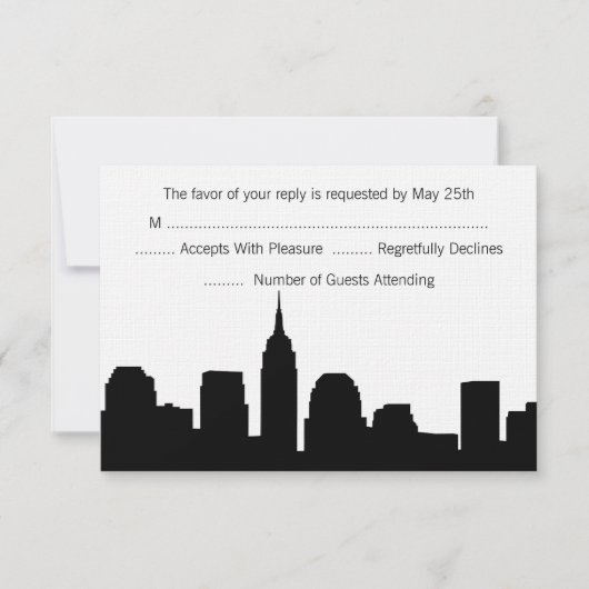 NYC Skyline Wedding RSVP Cards Karte (Vorderseite)