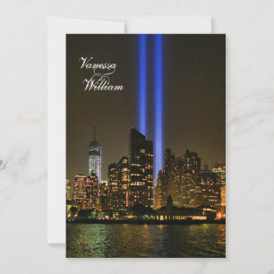 NYC Skyline: WTC 9/11 Tribute in Light #1 Wedding Einladung
