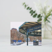 NYC Snowy Gewerkschaft Square im Winter Postkarte (Stehend Vorderseite)