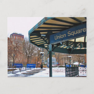NYC Snowy Gewerkschaft Square im Winter Postkarte
