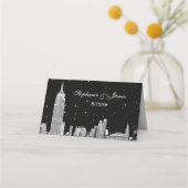 NYC Starry Skyline DIY BG Escort Cards #3 Platzkarte (Vorderseite)