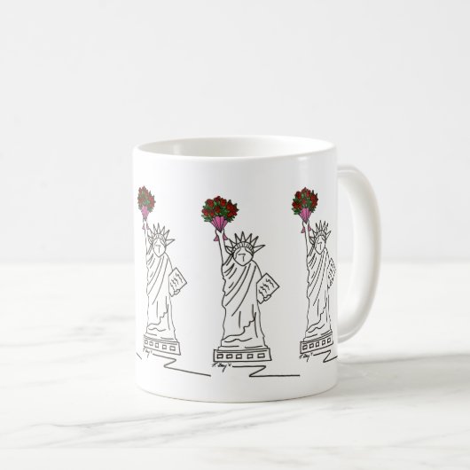 NYC Statue of Liberty Rose New York Valentine Tass Kaffeetasse (VorderseiteRechts)