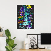 NYC Statue of Liberty Travel Doodle Art Poster (Heimbüro)