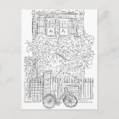 NYC Stoop Black and White Sketch Postcard Einladungspostkarte (Vorderseite)