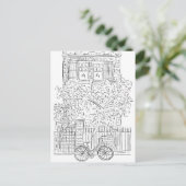 NYC Stoop Black and White Sketch Postcard Einladungspostkarte (Stehend Vorderseite)