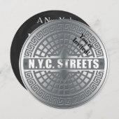 NYC Streets Manhole Cover Party Einladung (Vorne/Hinten)