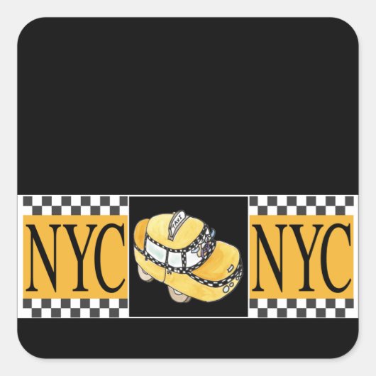 NYC Taxi Cab Quadratischer Aufkleber (Vorderseite)