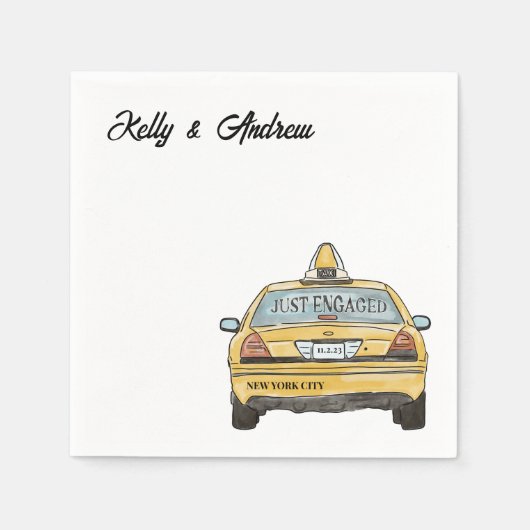 NYC Taxi Verlobung Cocktail Napkins Serviette (Vorderseite)