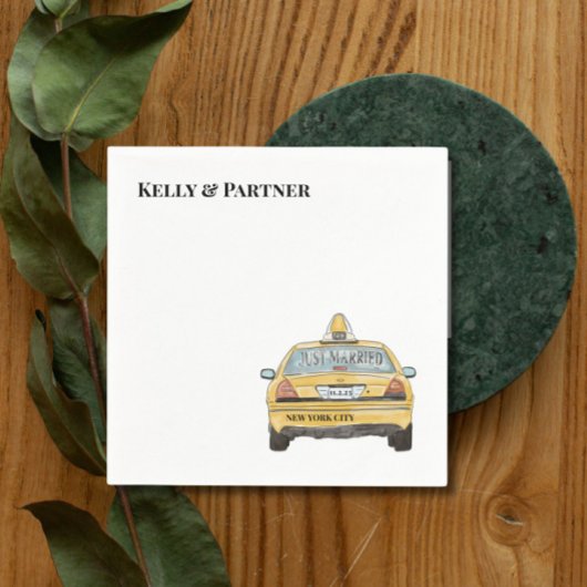 NYC Taxi Wedding Cocktail Serviette