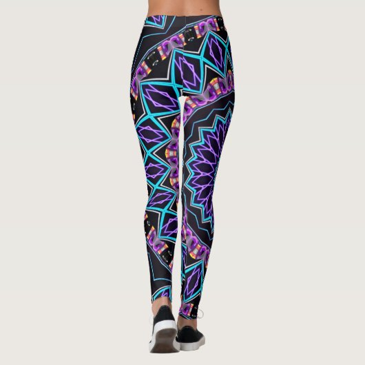 NYC Techno Rave Blacklight Mandala Leggings (Rückseite)
