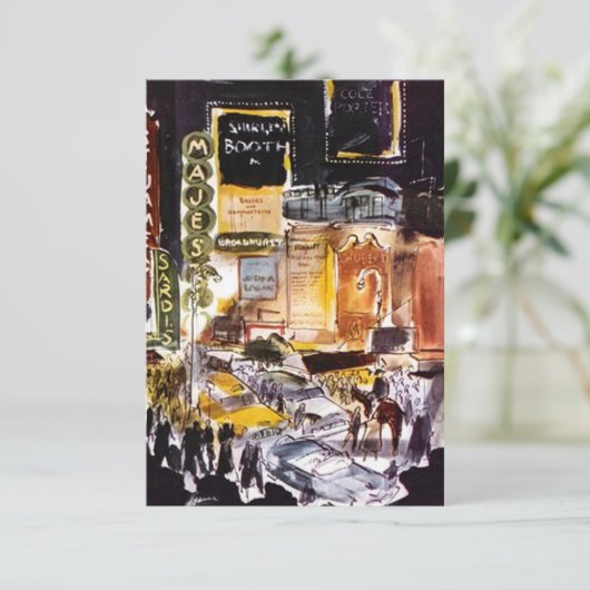 NYC Theater District RSVP Card ~Spaß zum Anpassen (Stehend Vorderseite)