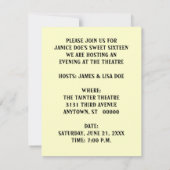 NYC THEATER DISTRICT THEMED INVITATION ~ Sweet 16 Einladung (Rückseite)