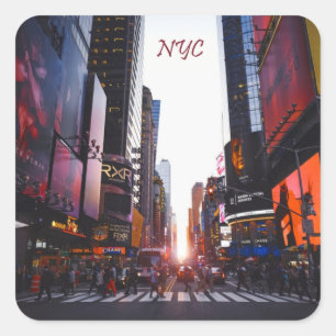NYC Times Square New York City Quadratischer Aufkleber