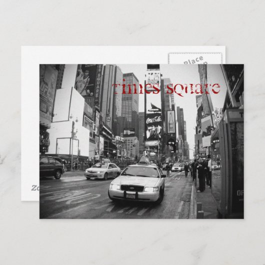 NYC Times Square Taxi Postkarte in Schwarz und Wei (Vorne/Hinten)