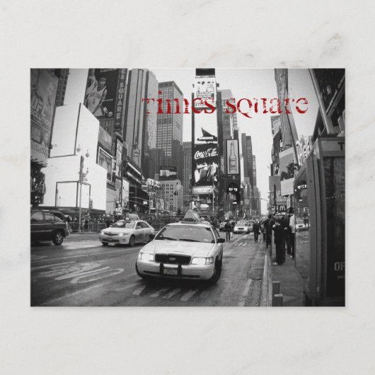 NYC Times Square Taxi Postkarte in Schwarz und Wei (Vorderseite)