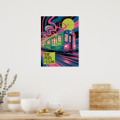 NYC-U-Bahn-Transit-Psychedelic-MTA-Zug-Kunststil Poster (Küche)