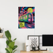 NYC-U-Bahn-Transit-Psychedelic-MTA-Zug-Kunststil Poster (Heimbüro)