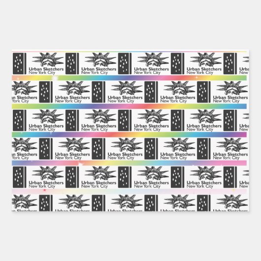 NYC Urban Sketchers Wrapping Paper Geschenkpapier Set (Vorderseite 2)