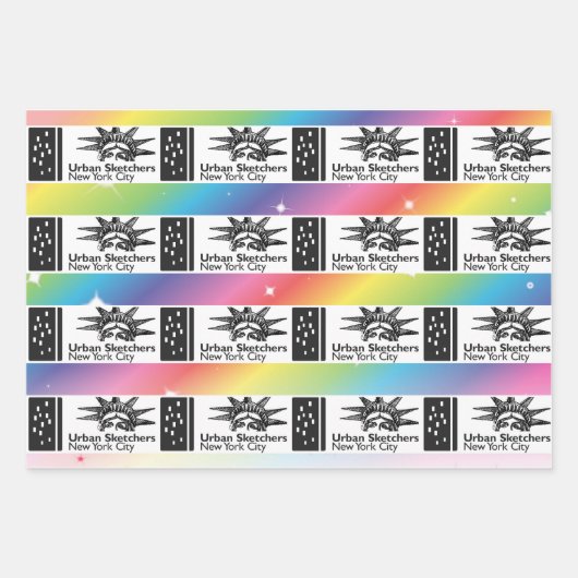NYC Urban Sketchers Wrapping Paper Geschenkpapier Set (Vorderseite)