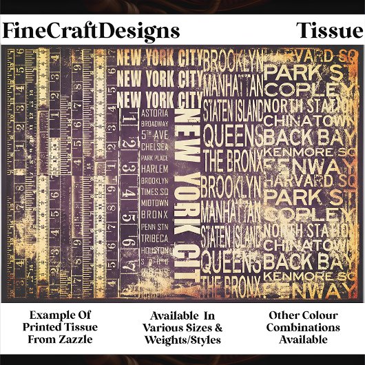 NYC Urban Typography Collage Panel FB3 Dekoupage Seidenpapier