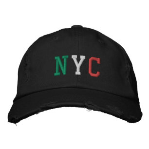 NYC Vintag Style Italienisch Grün Rot Schwarz Bestickte Baseballkappe