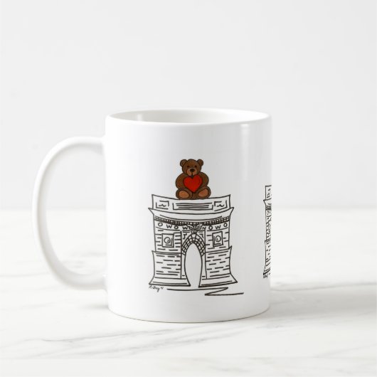 NYC Washington Square Teddy Bear Valentinins Tasse (Links)