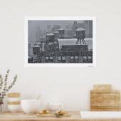 NYC Wassertürme während des Schneesturms im Oktobe Poster (Küche)