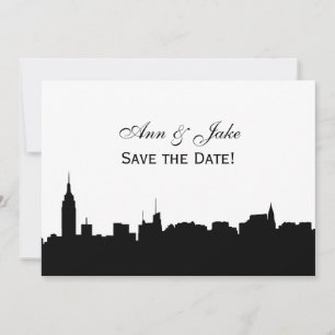 NYC Weite Silhouette DIY BG Farbe Save the Date Wh