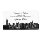 NYC-weite Skyline Etched BW-Wasserflasche (Vorne)