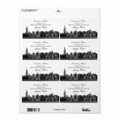 NYC-weite Skyline Etched BW-Wasserflasche (Vorne)