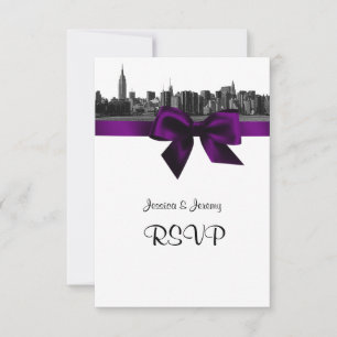 NYC Weite Skyline Geätzt BW Lila RSVP 1 Karte