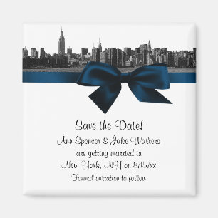 NYC Weite Skyline Geätzt BW Navy Blau Termin merke Magnet