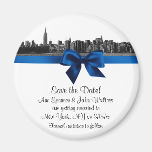 NYC Weite Skyline Geätzt BW Royal Blau Save-the-Da Magnet