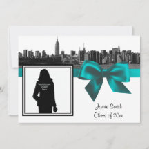 NYC Weite Skyline Geätztes BW Teal Foto Abschluss