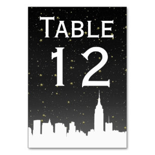 NYC White Skyline Silhouette Starry Black Sky Tischnummer